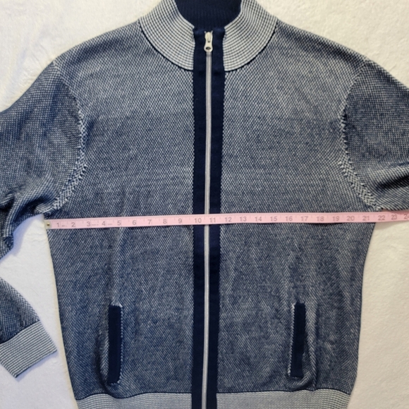 Robert Graham Mens XL Jacket Sweater Long Sleeve Zip Front Classic Fit Blue $228 - Picture 10 of 11